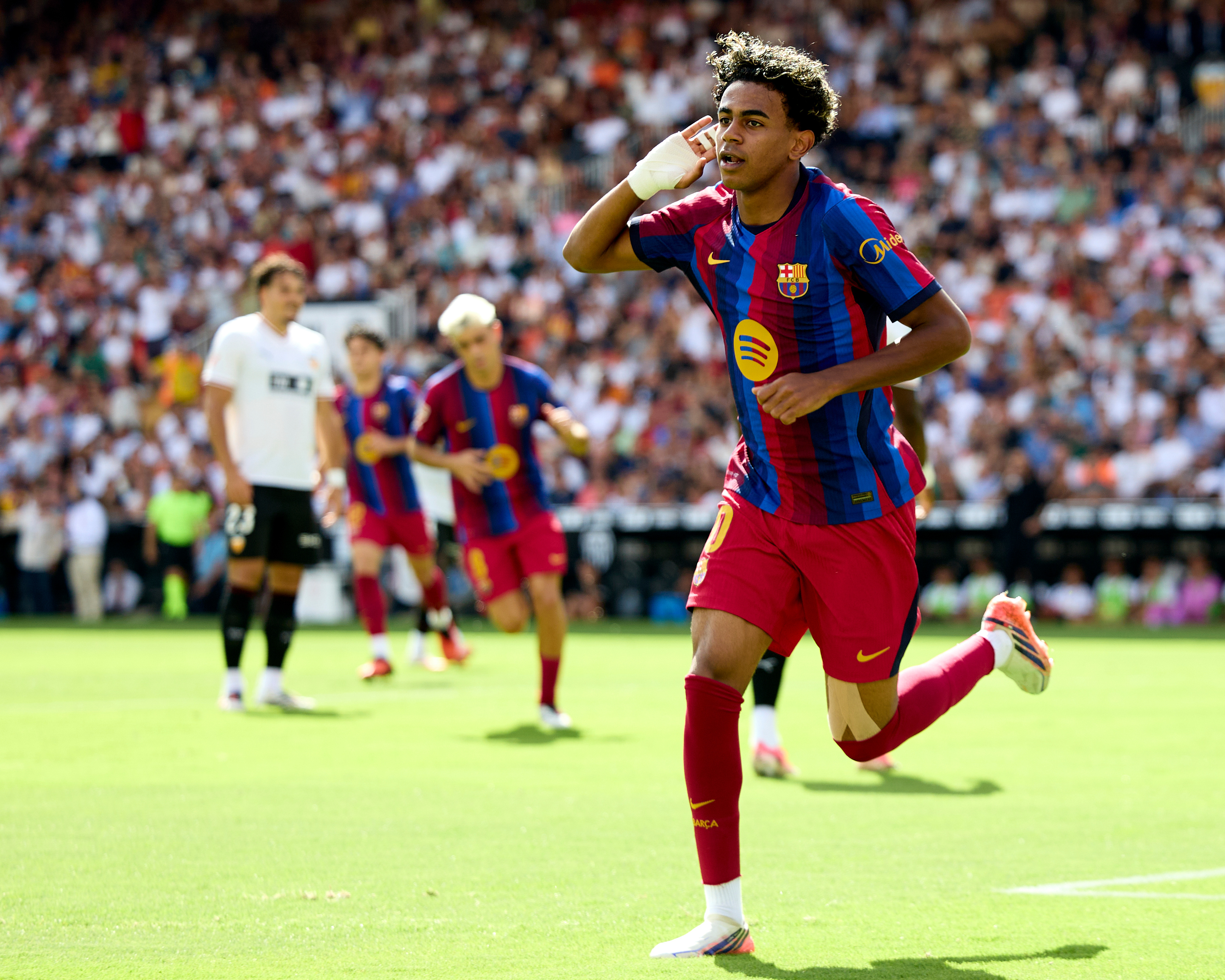 European football: Lamine Yamal’s double powers Barcelona to rout of Valencia