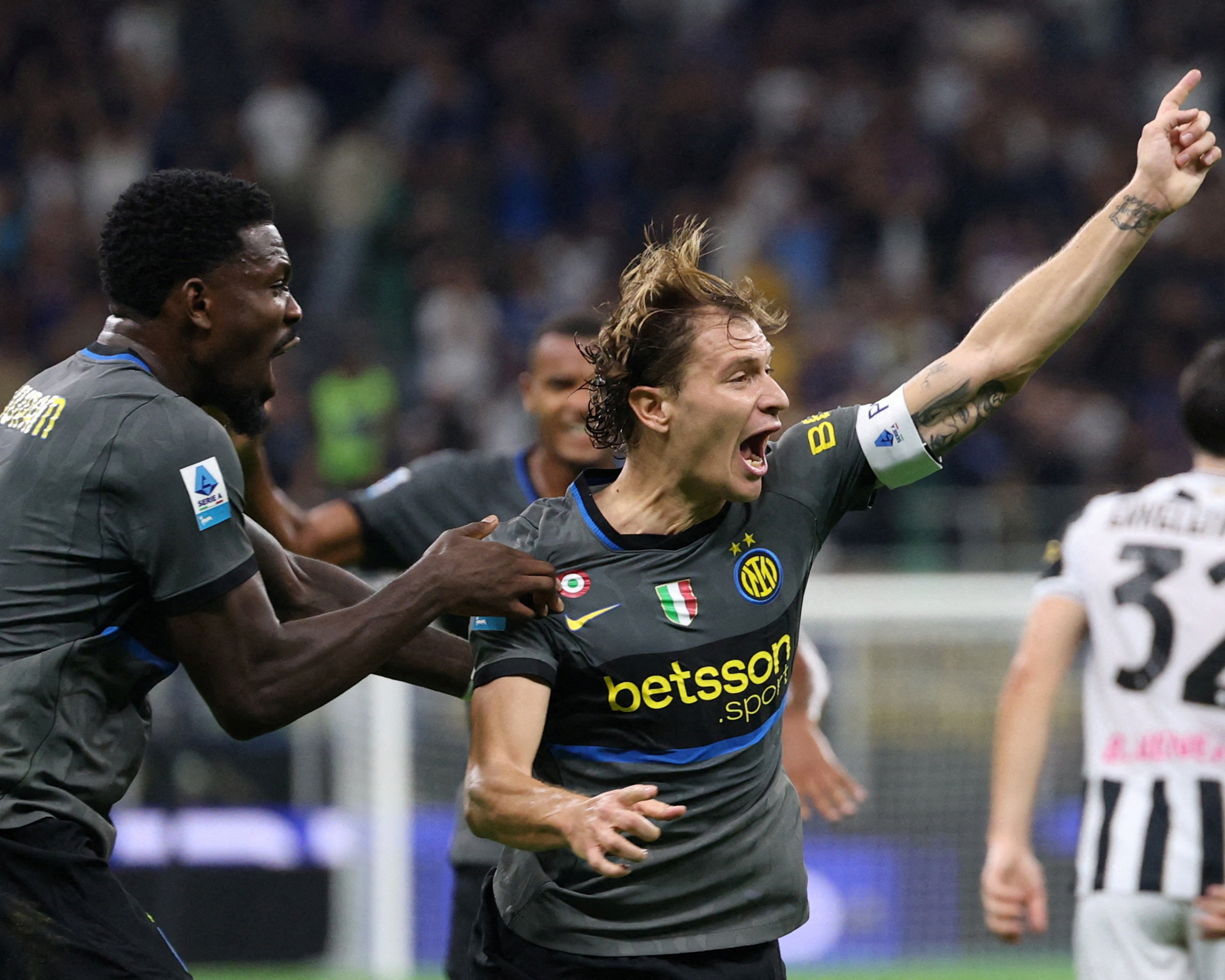 European football: Inter roar back to beat Udinese 5-3 and join Roma at top